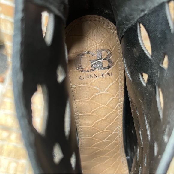 Gianni Bini Suede Open Toe Ankle Boots Size 8 1/2 M. Black - Picture 5 of 7